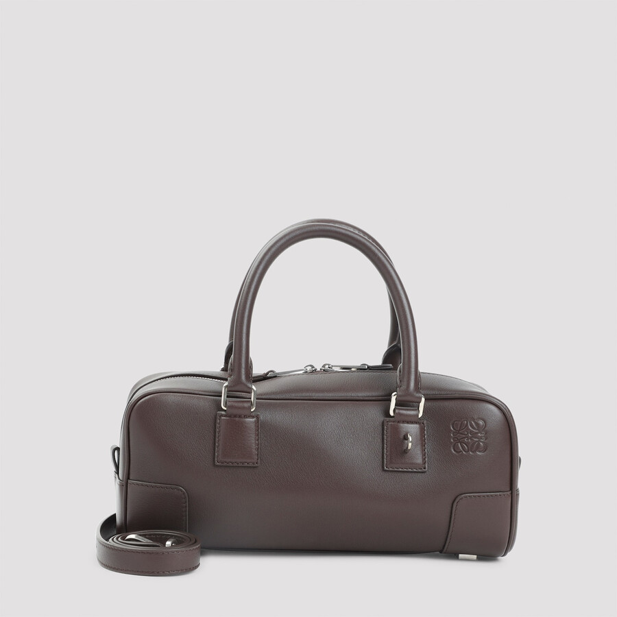 Loewe Structured Rectangular Handbag In Premium Calfskin Leather In Brown