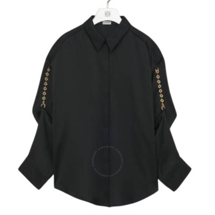 Loewe Classic Collar Long Sleeve-silk Shirt In Black