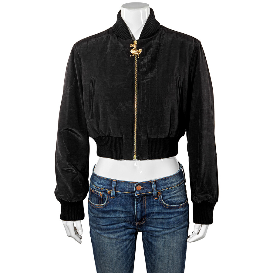 black cropped bomber