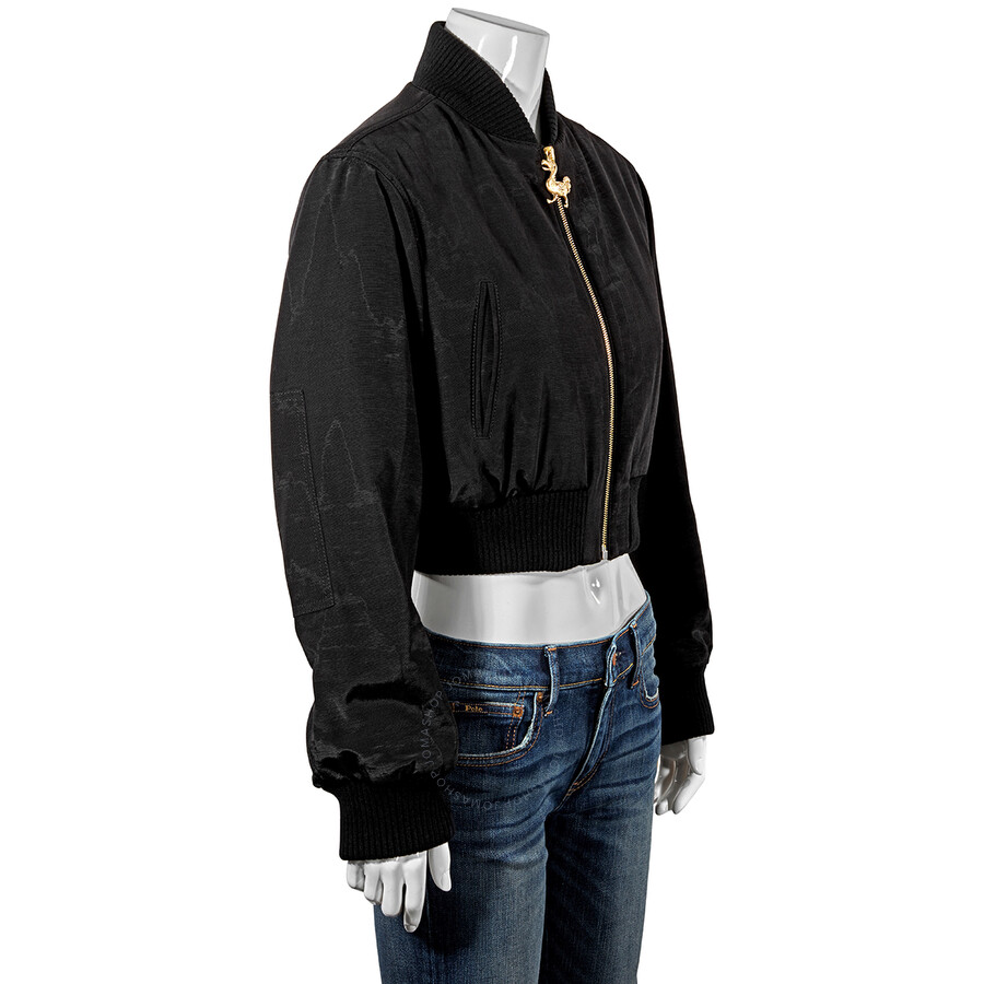 lace sleeve bomber jacket