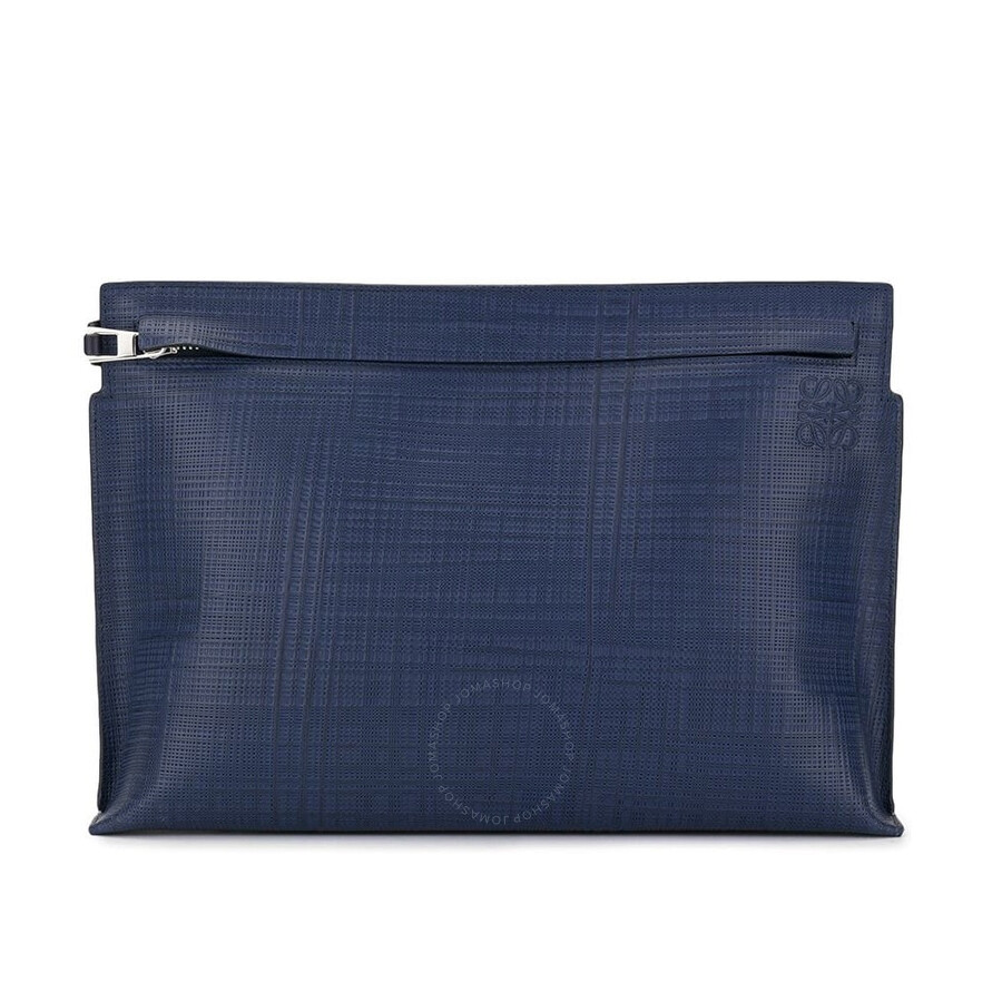 Loewe Ladies Navy/Blue T Pouch Linen Bag 101.88.W05.5110 2002017499981