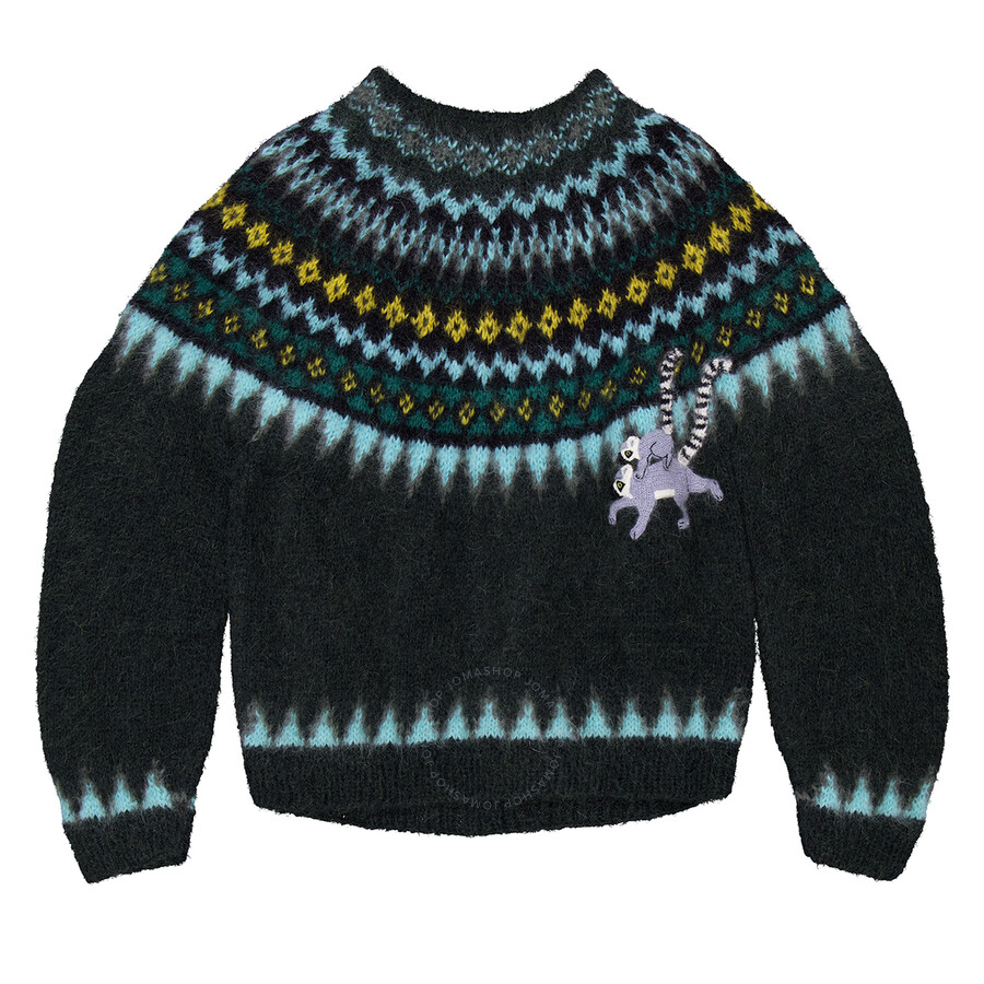 Loewe X Suna Fujita Jacquard Mohair-blend Sweater In Green