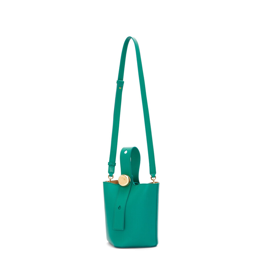 Loewe Pebble Mini Buckle Bag- Emerald Green In Green