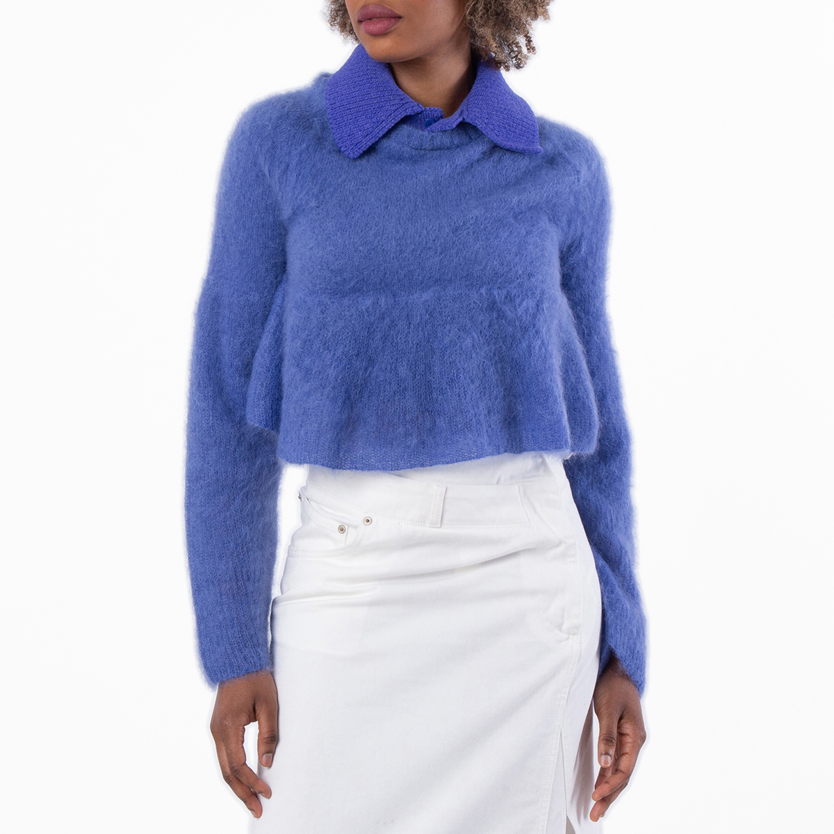 LOEWE ロエベ モヘアシアーニットプルオーバー S540Y14KG7 サックスブルー M Loewe Polo Sweater In Mohair Blend, Size Large S540Y14KFD.5100
