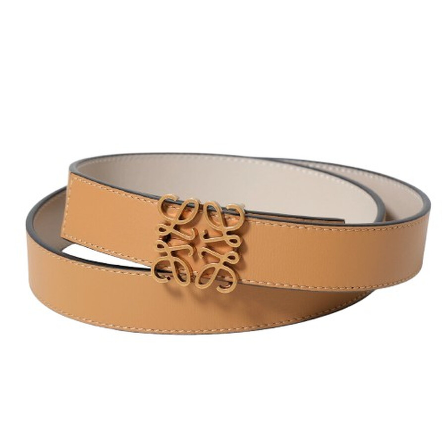 Loewe Reversible Anagram Logo Buckle Belt In Brown/beige