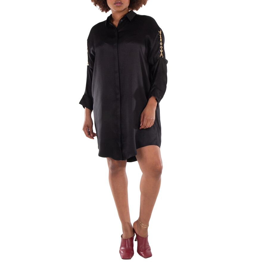 【送料&関税込】Loewe Black Satin Shirt Dress Loewe Black Chain Shirt Dress In Silk | ModeSens
