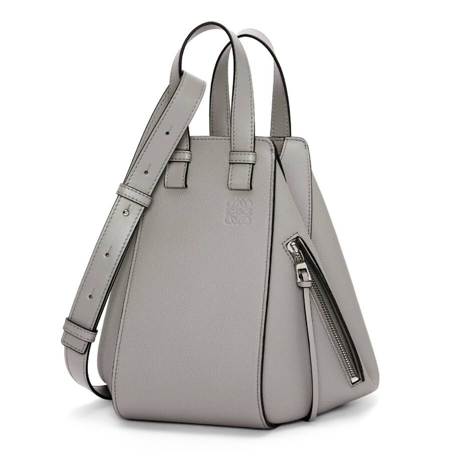 Loewe Pearl Grey Hammock Small Leather Shoulder Bag In Grey