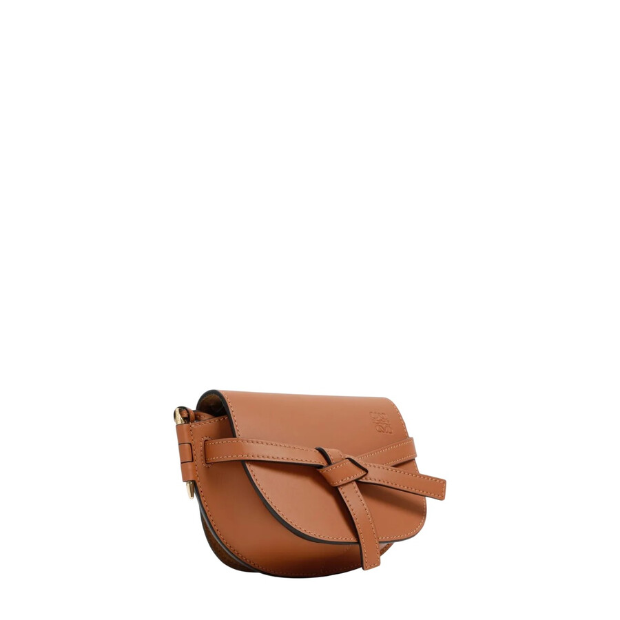 Loewe Gate Dual Mini Leather And Jacquard Shoulder Bag In Brown