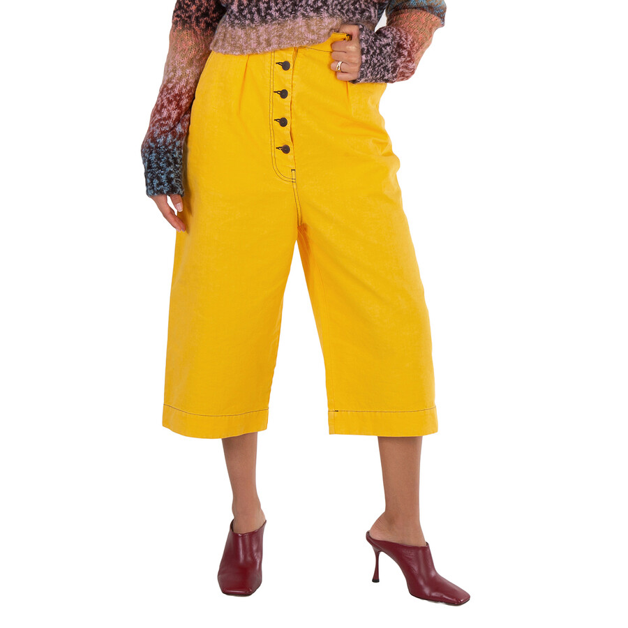 Yellow Contrast Stitch Culottes