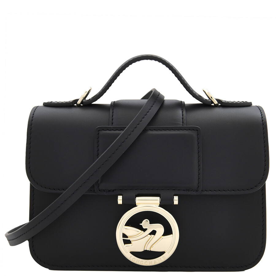Longchamp Small Box-trot Leather Crossbody Bag In Black