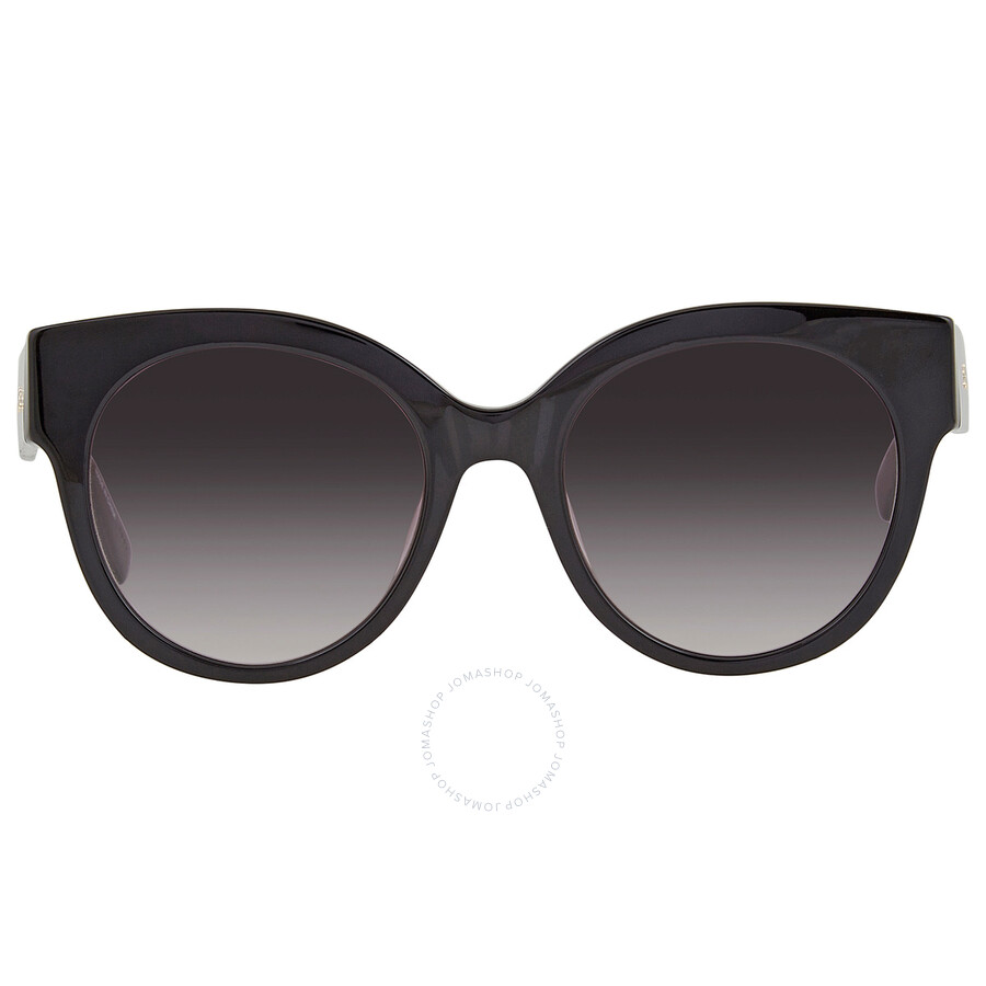 Longchamp Grey Gradient Round Ladies Sunglasses Lo673s 001 53 In Black / Grey