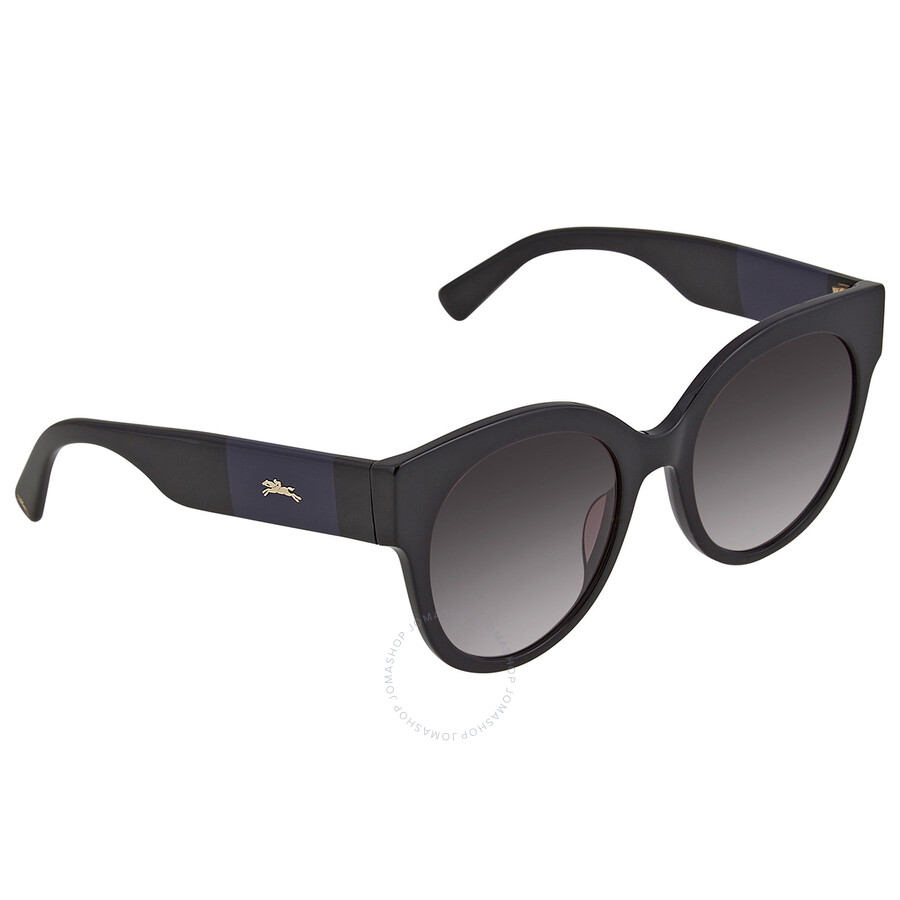 Longchamp Grey Gradient Round Ladies Sunglasses Lo673s 001 53 In Black / Grey