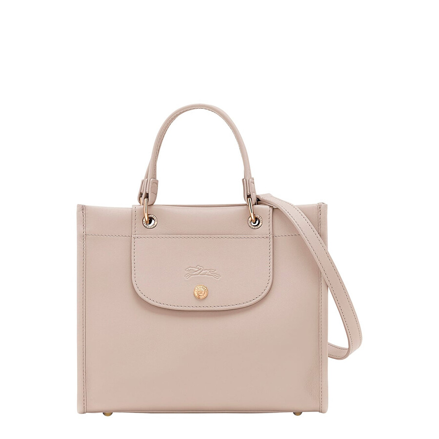 Longchamp Grey Handbag With Embossed Logo On The Front And Adjustable And Removable Shoulder Strap In Leather  In Pink