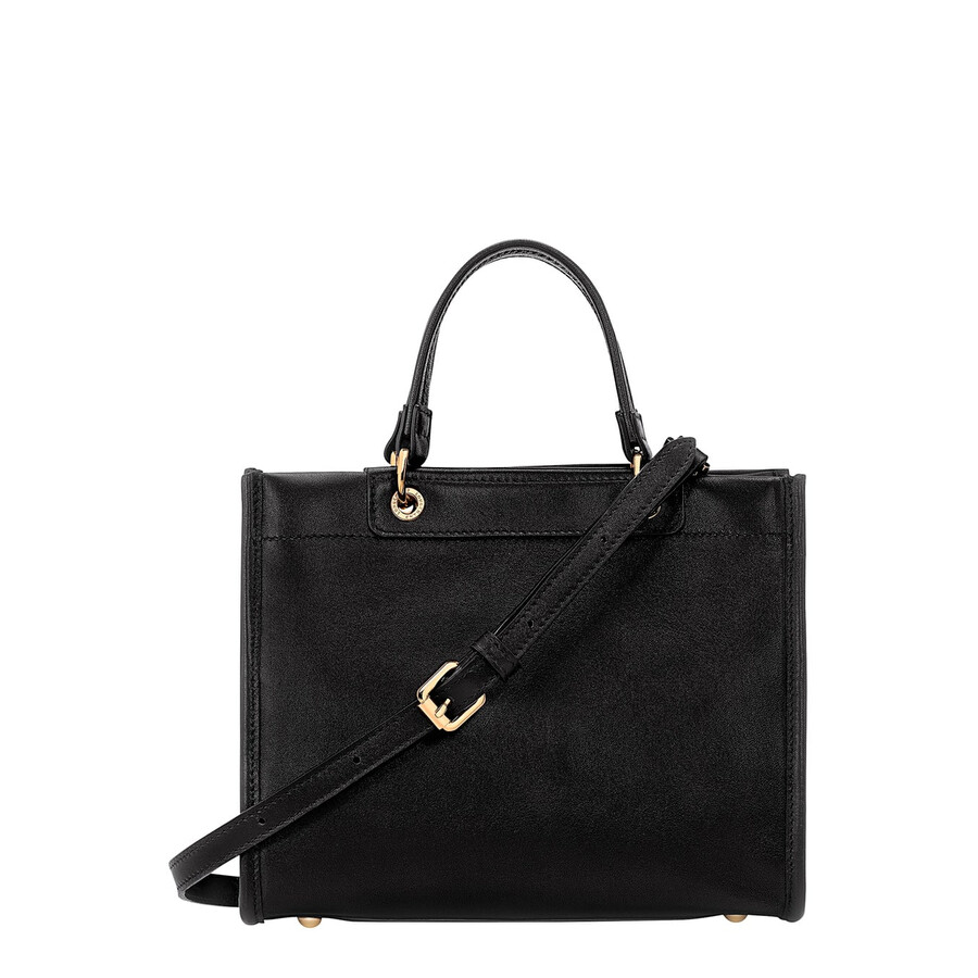 Longchamp Black Handbag With Embossed Logo On The Front And Adjustable And Removable Shoulder Strap In Leather In Black