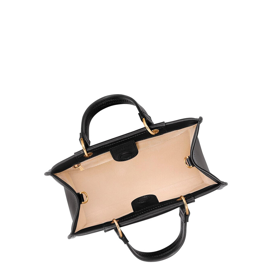 Longchamp Black Handbag With Embossed Logo On The Front And Adjustable And Removable Shoulder Strap In Leather In Black