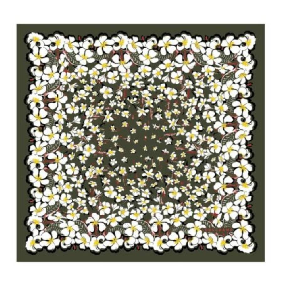 Longchamp Hawaiian Flowers Print Silk Scarf In Green