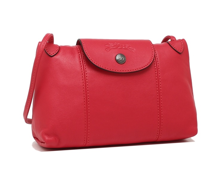 Longchamp Ladies Le Pliage Cuir Crossbody Bag In Red Longchamp