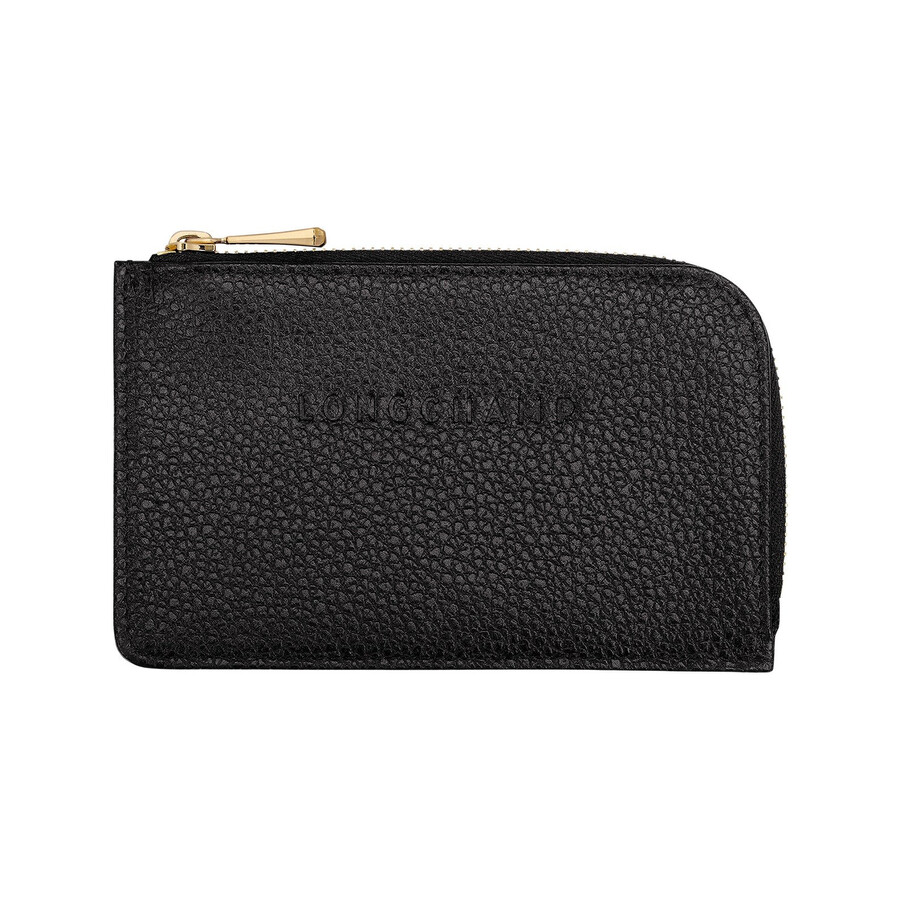Longchamp Le Foulonne Leather Cardholder In Black