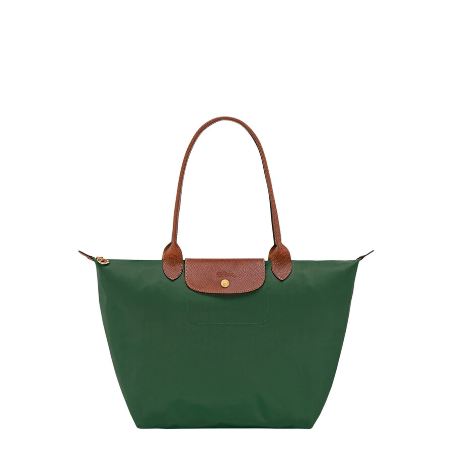 Longchamp Le Pliage Original Green Tote Bag With Embossed Logo In Canvas
