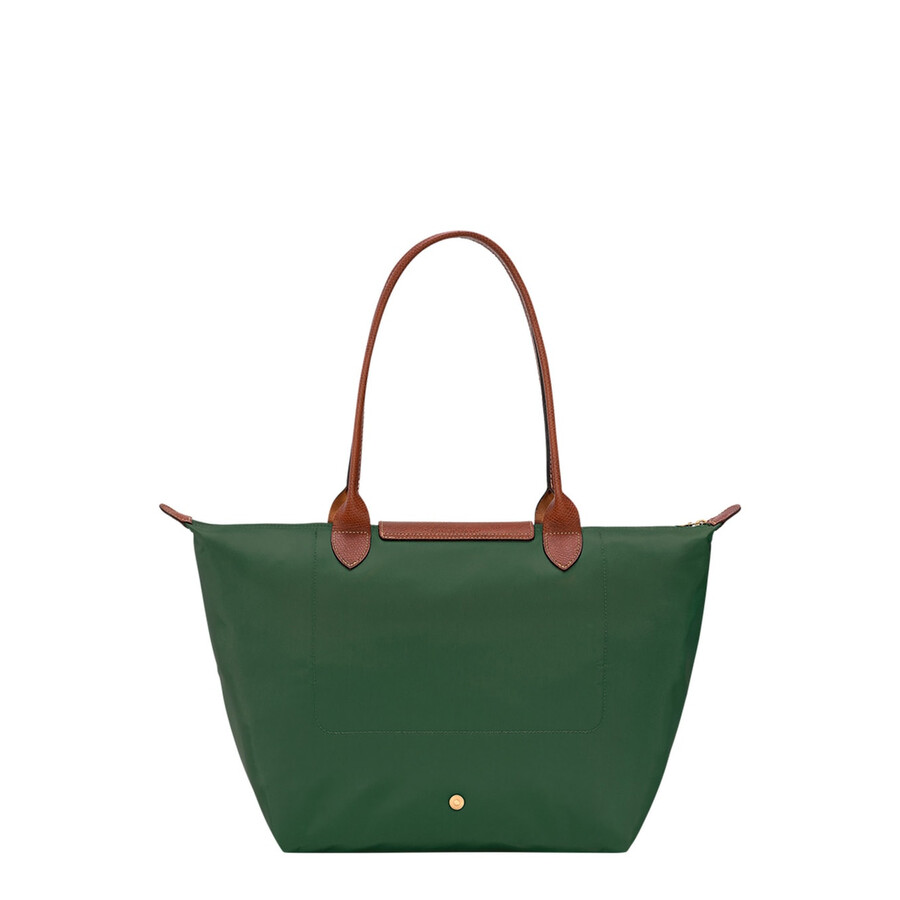 Longchamp Le Pliage Original Green Tote Bag With Embossed Logo In Canvas In Green