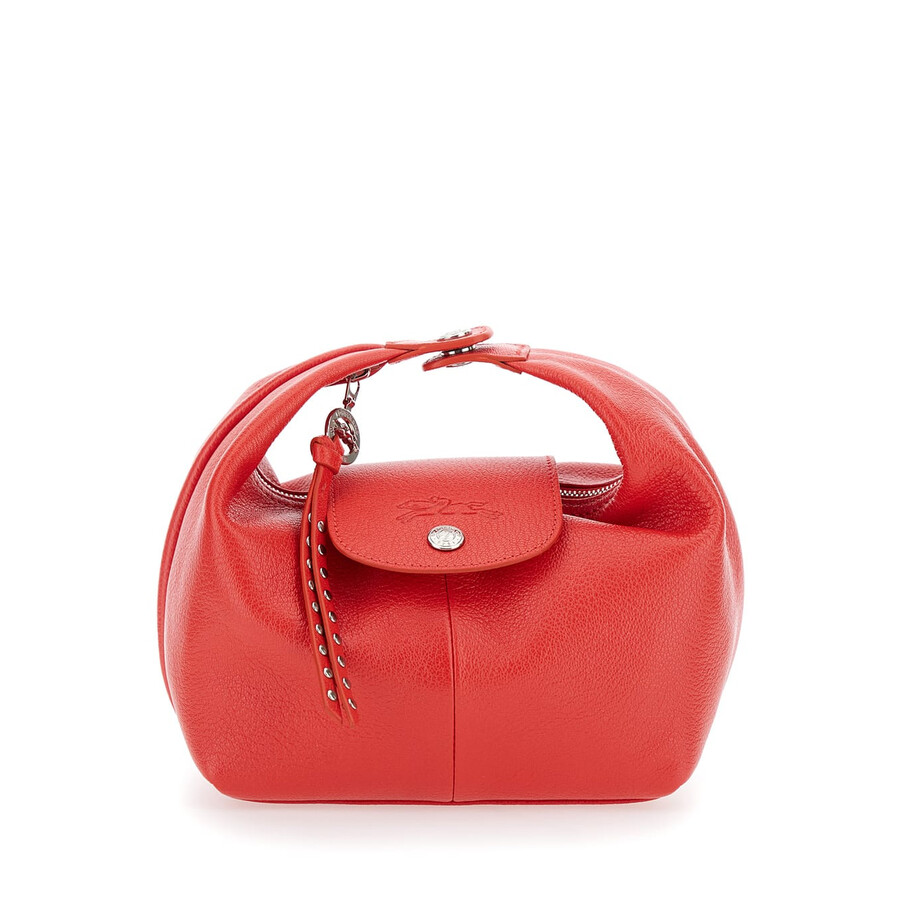 Longchamp Le Pliage Portobello Xs Red Handbag With Logo Embossed On The Front In Leather