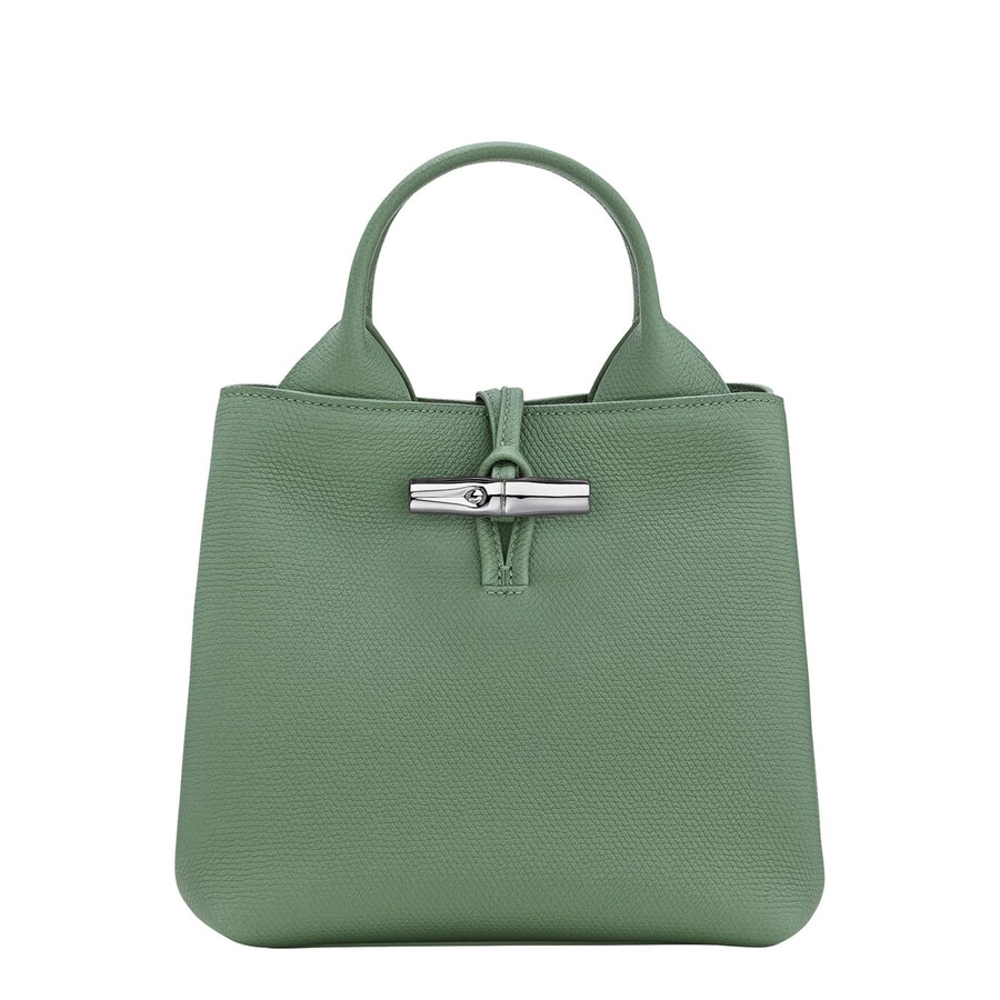 Longchamp Le Roseau Green Small Handbag With Adjustable And Removable Shoulder Strap In Leather In Green