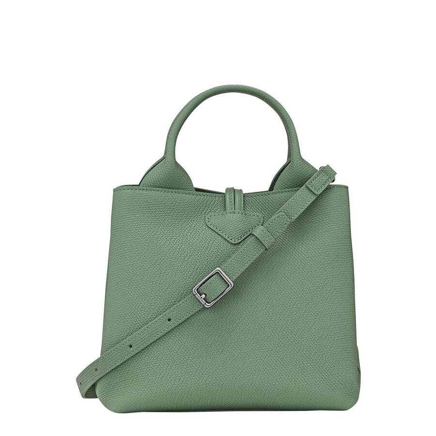 Longchamp Le Roseau Green Small Handbag With Adjustable And Removable Shoulder Strap In Leather In Green