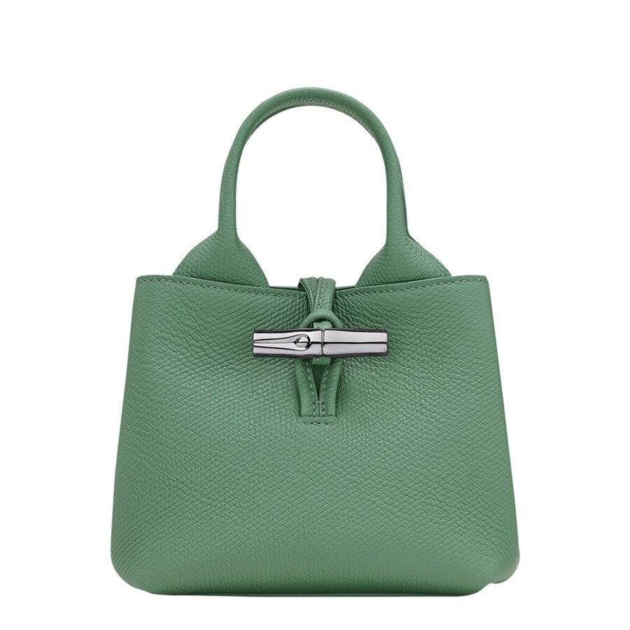 Longchamp Le Roseau Green Small Handbag With Adjustable And Removable Shoulder Strap In Leather