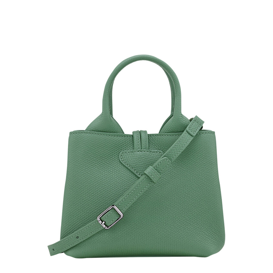 Longchamp Le Roseau Green Small Handbag With Adjustable And Removable Shoulder Strap In Leather