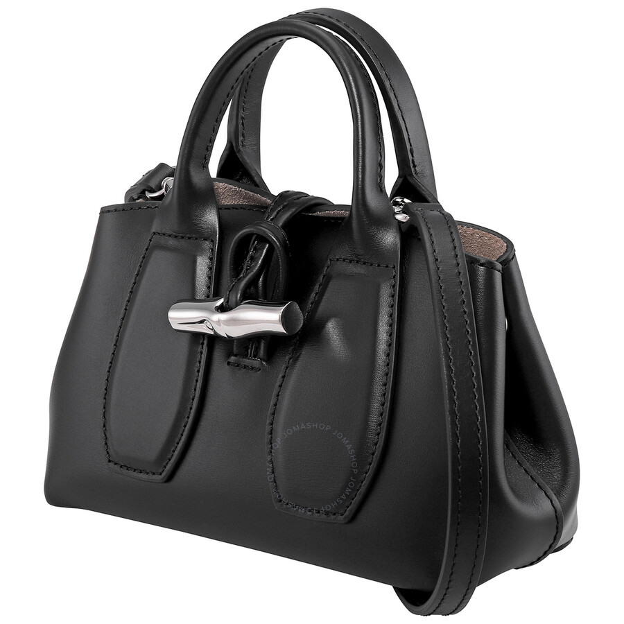 Longchamp Roseau Box Black Ladies 4.7 x 7.5 x 3.1 in Top Handle Bag