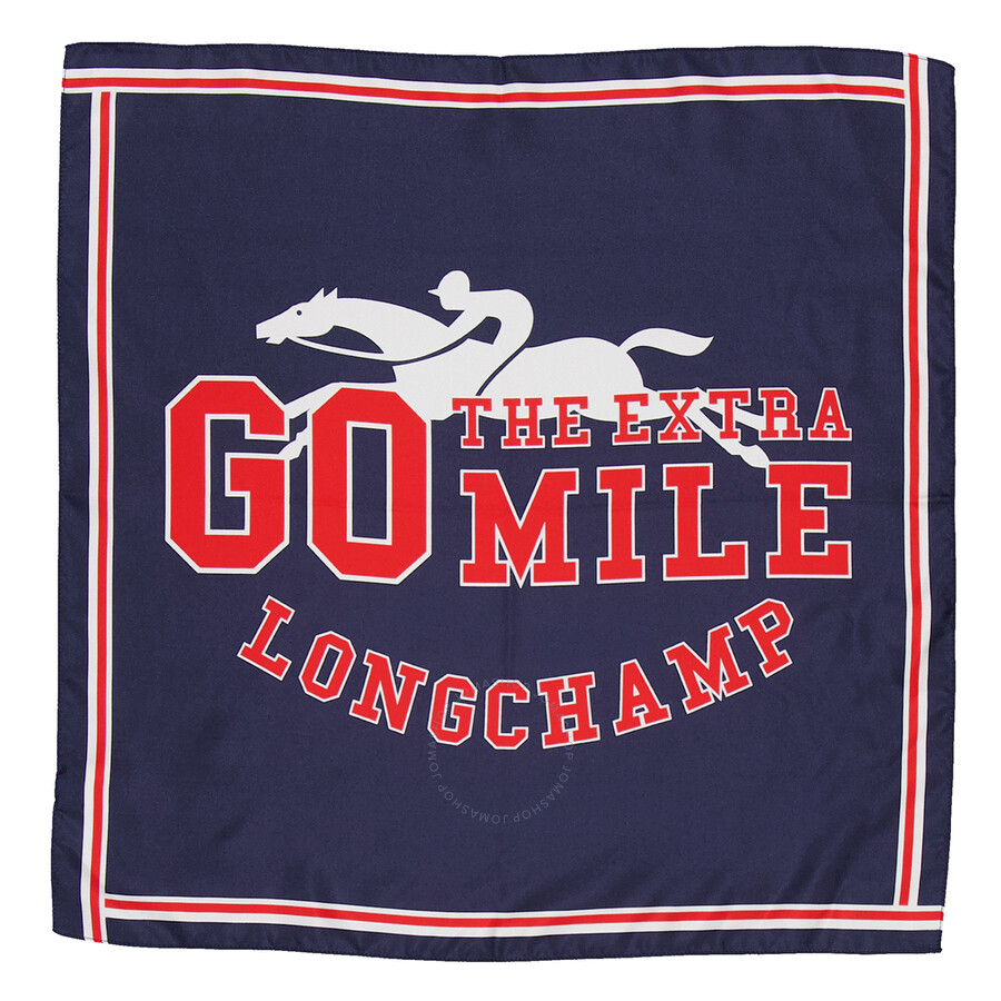Longchamp Team  Silk Square Scarf In Blue