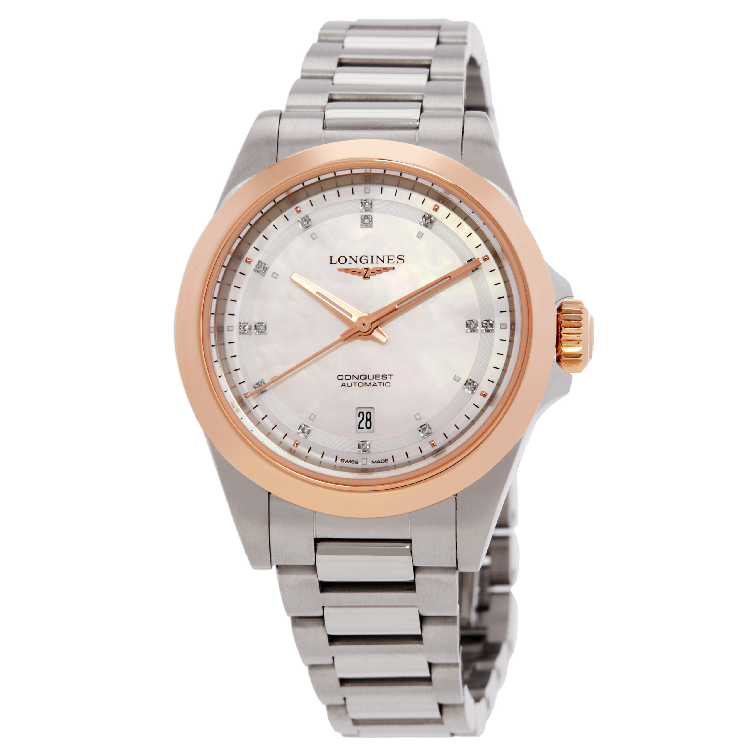 Longines Conquest 2023 Automatic Diamond White Dial Ladies Watch L3.320.5.87.6
