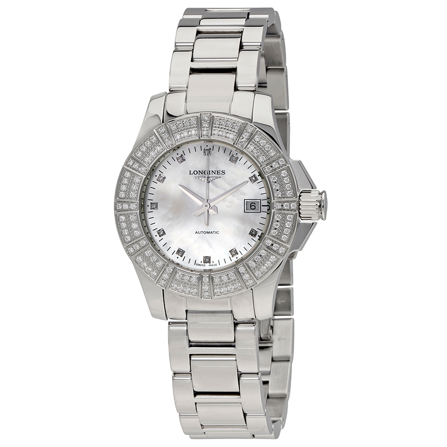 Longines Conquest Automatic Mother of Pearl Dial Ladies Watch L3.180.0.87.6