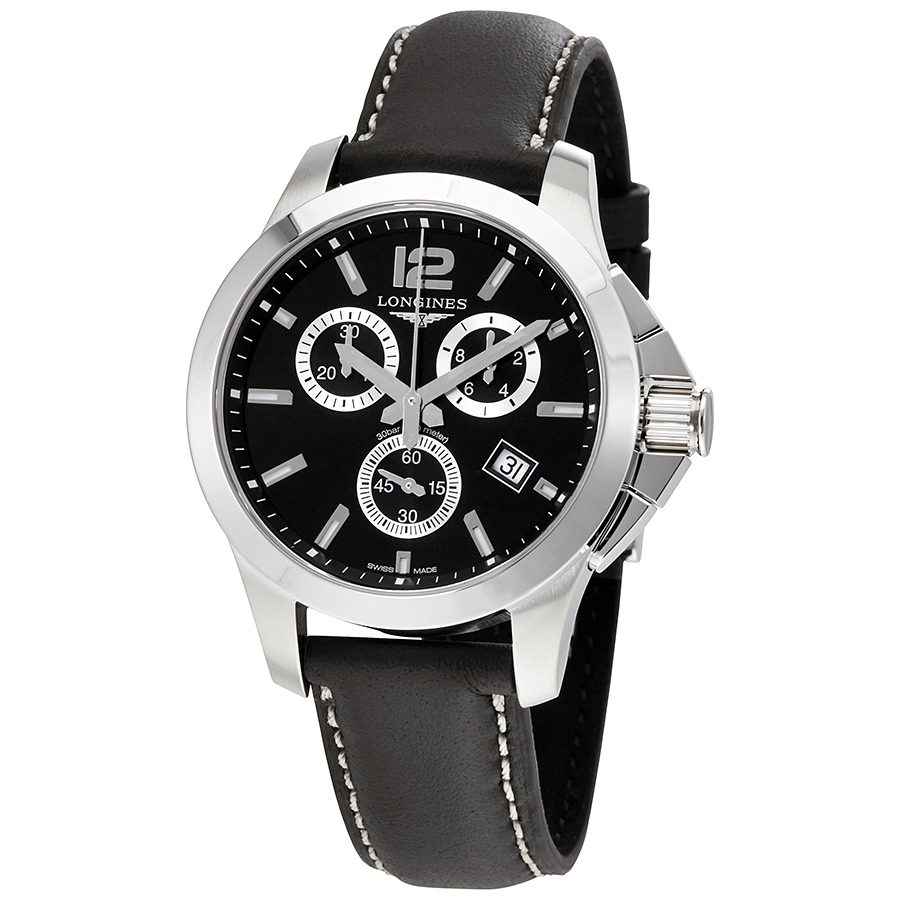 Longines Conquest Black Dial Chronograph Ladies Watch L3.379.4.56.3