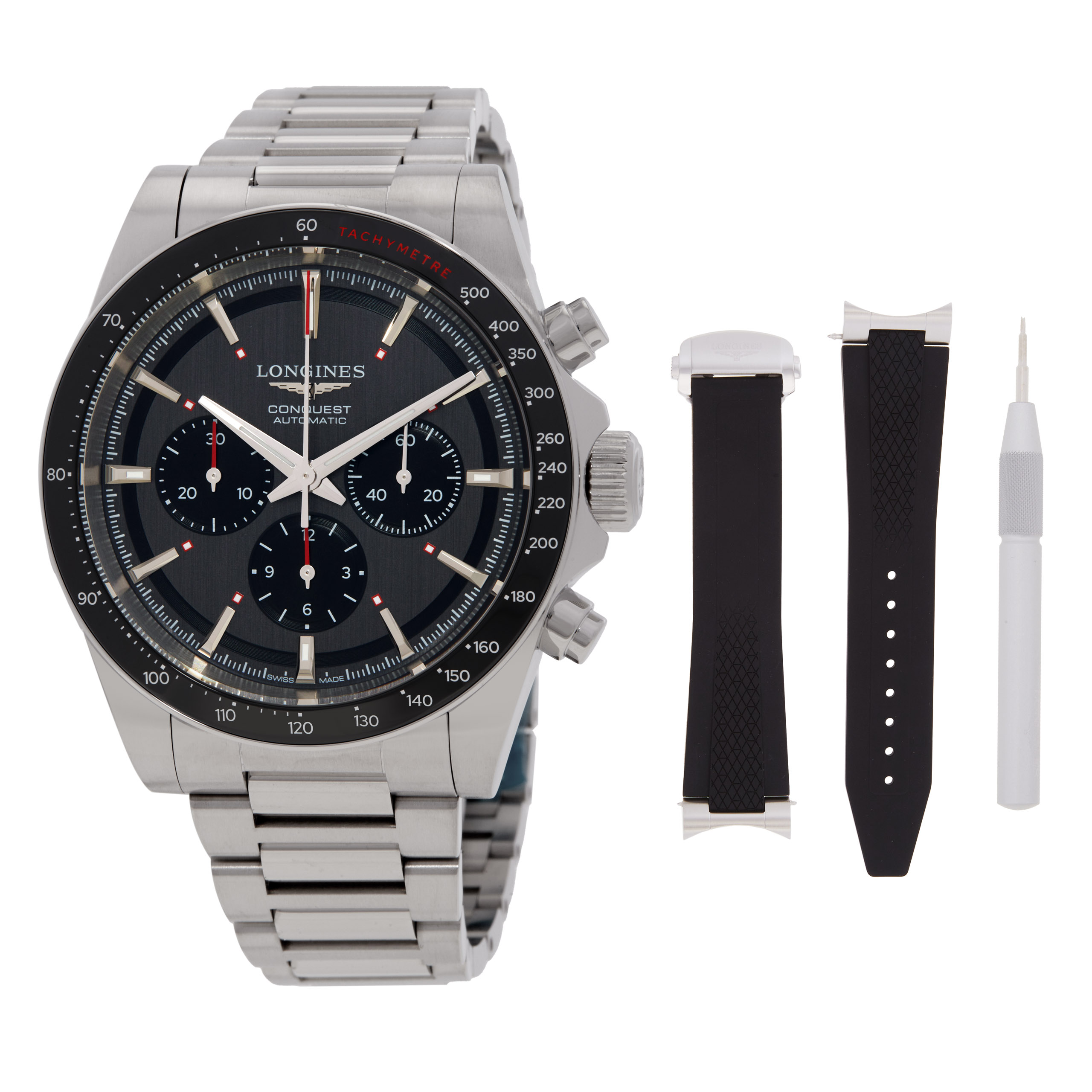 Longines Conquest Chronograph Automatic Black Dial Men's Watch L3.836.4.52.9