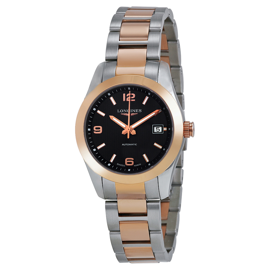 Longines Conquest Classic Automatic Stainless Steel and 18kt Rose Gold Ladies Watch L2.285.5.56.7