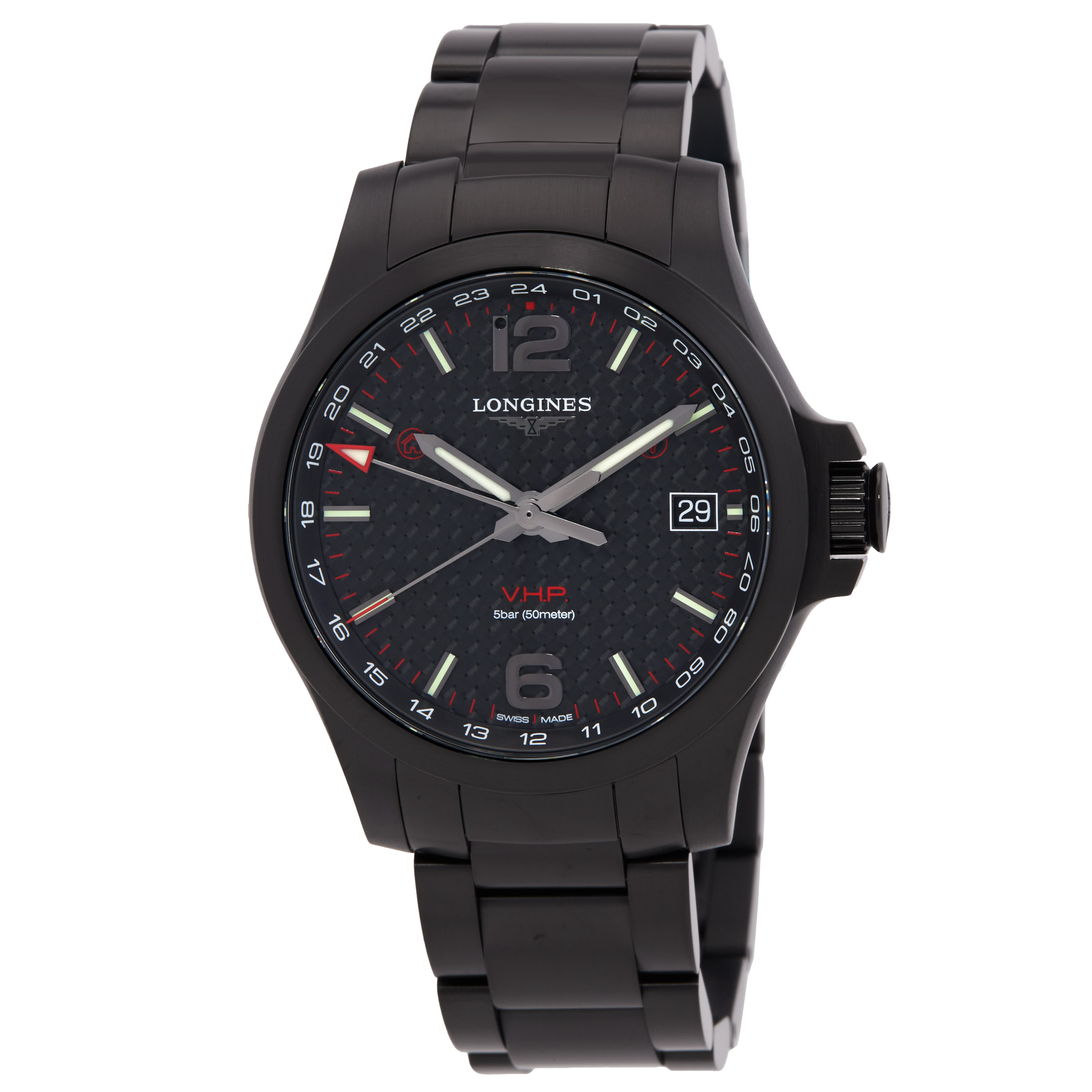 Longines Conquest Perpetual Quartz Black Dial Men's Watch L3.718.2.66.6