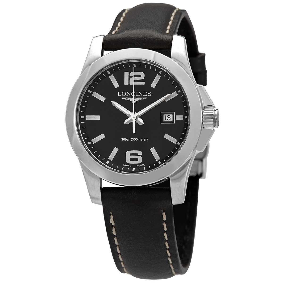 Longines Conquest Quartz Black Dial Ladies Watch L3.376.4.58.3