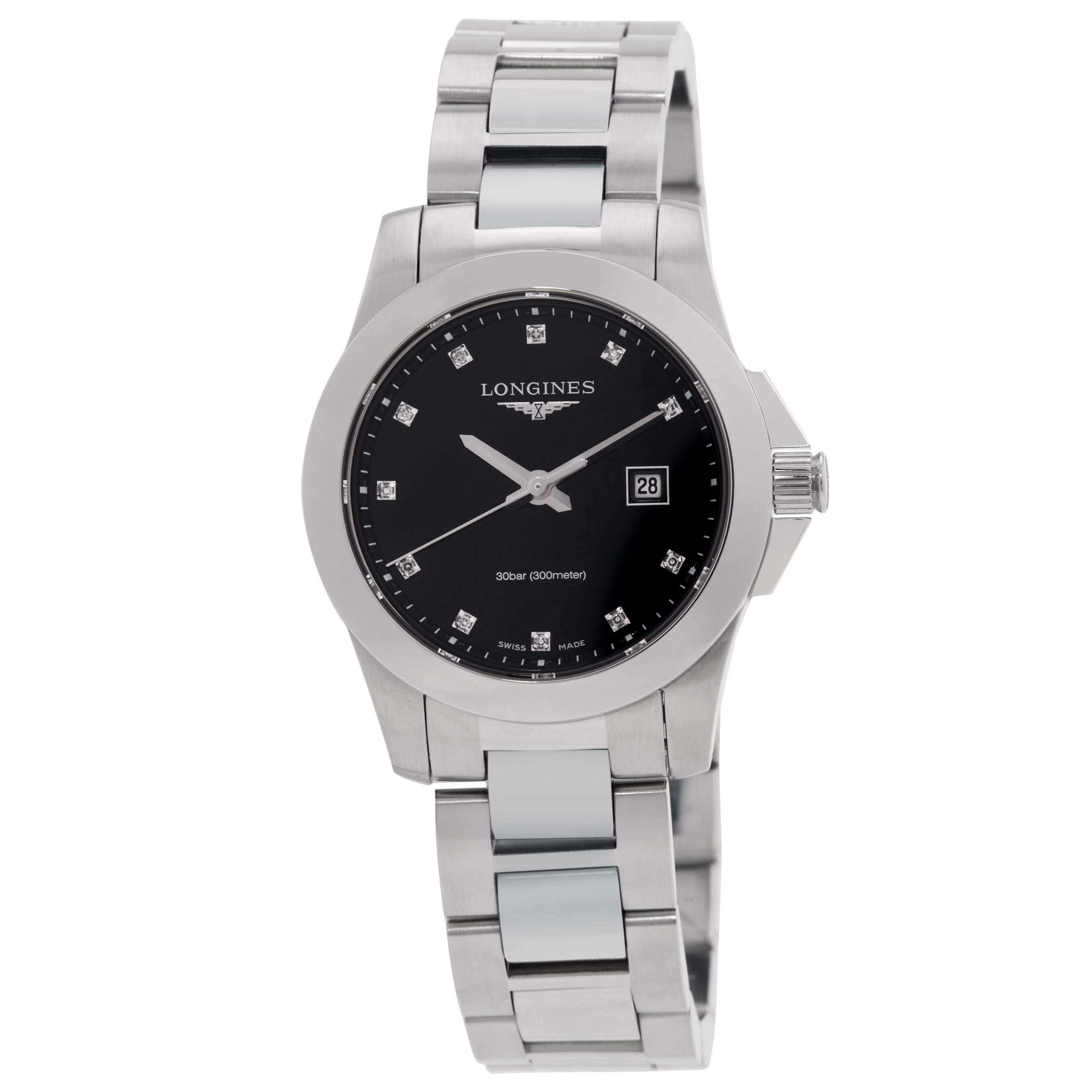Longines Conquest Quartz Diamond Black Dial Ladies Watch L3.277.4.57.6