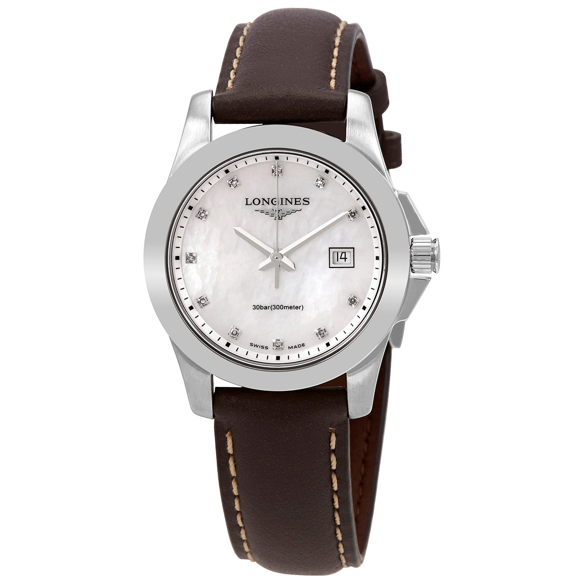 Longines Conquest Quartz Diamond White Mother of Pearl Dial Ladies Watch L33764875