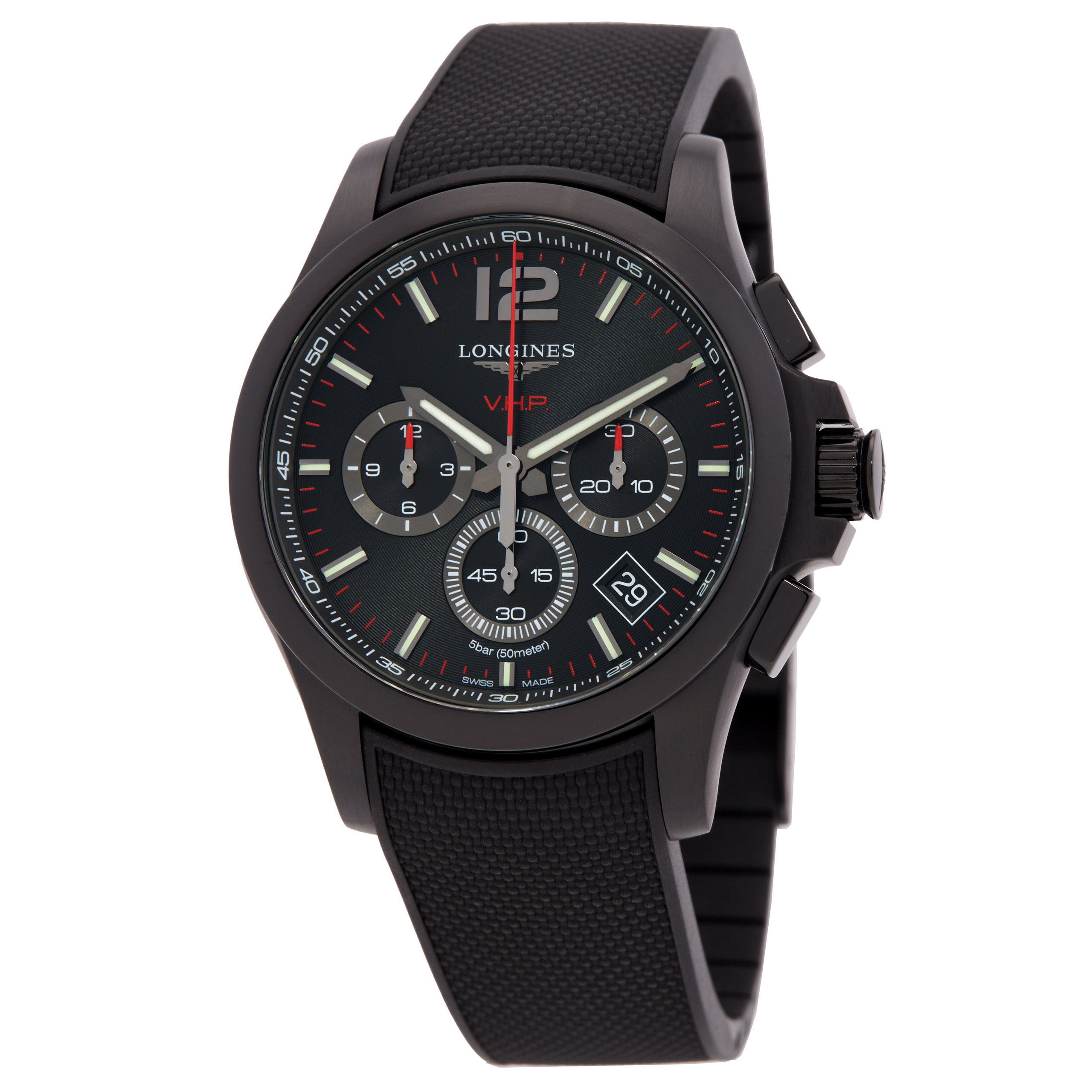 Longines Conquest V.H.P. Perpetual Quartz Black Dial Men's Watch L3.717.2.56.9