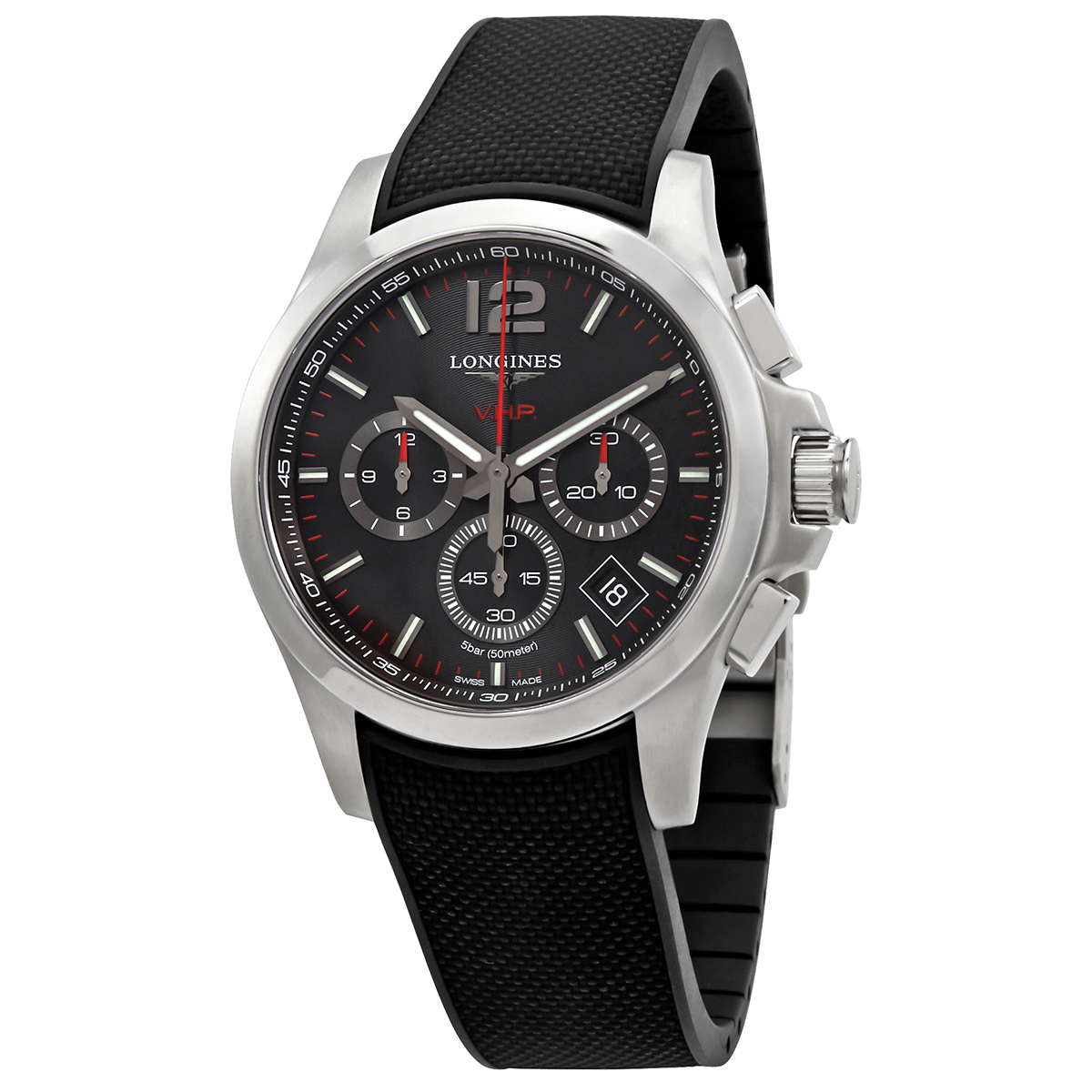 Longines Conquest V.H.P Black Carved Dial Men's Watch L3.717.4.56.9