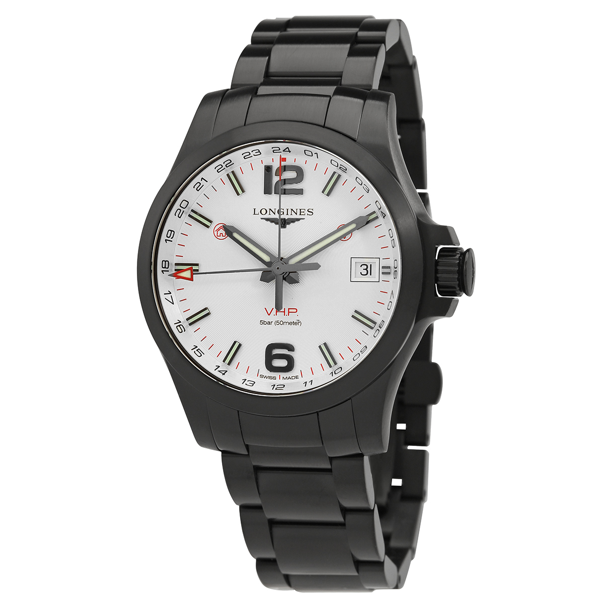 Longines Conquest V.H.P. GMT Quartz Digital Silver Dial Men's Watch L3.718.2.76.6