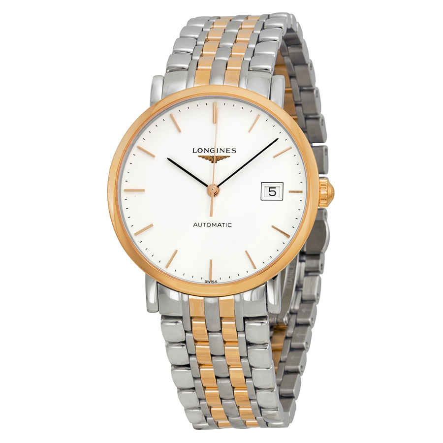 Longines Elegant Automatic White Dial Two-tone Steel Watch L4.810.5.12.7  703200185941 - Watches, Elegant - Jomashop