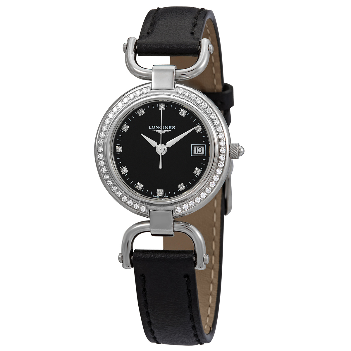 Longines Equestrian Quartz Diamond Black Dial Ladies Watch L6.130.0.57.0