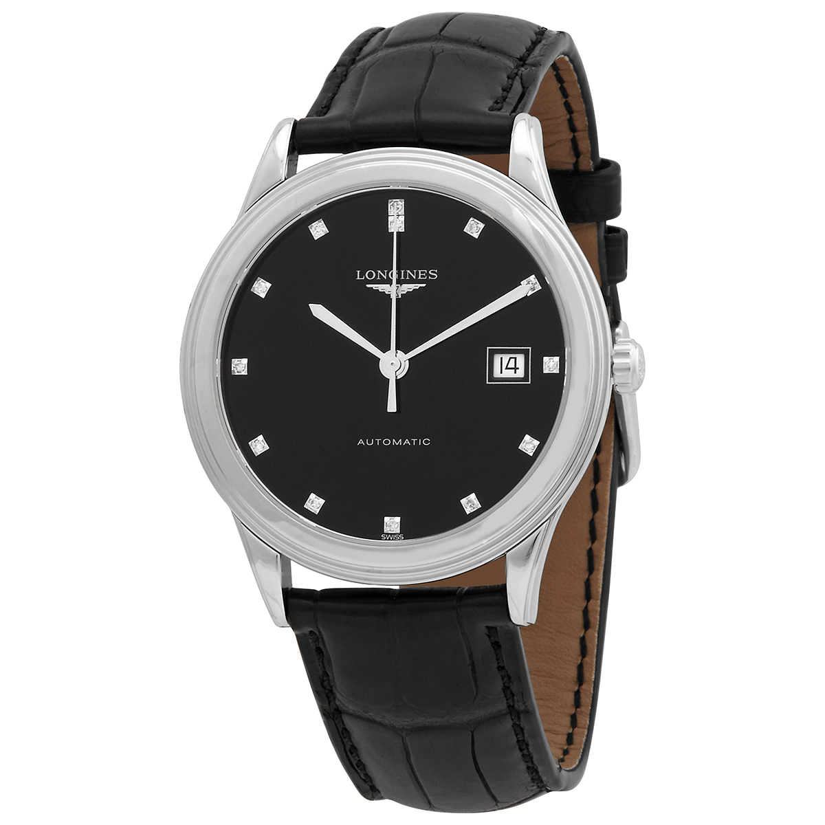 Longines Flagship Automatic Diamond Black Dial Men's Watch L4.874.4.57.2