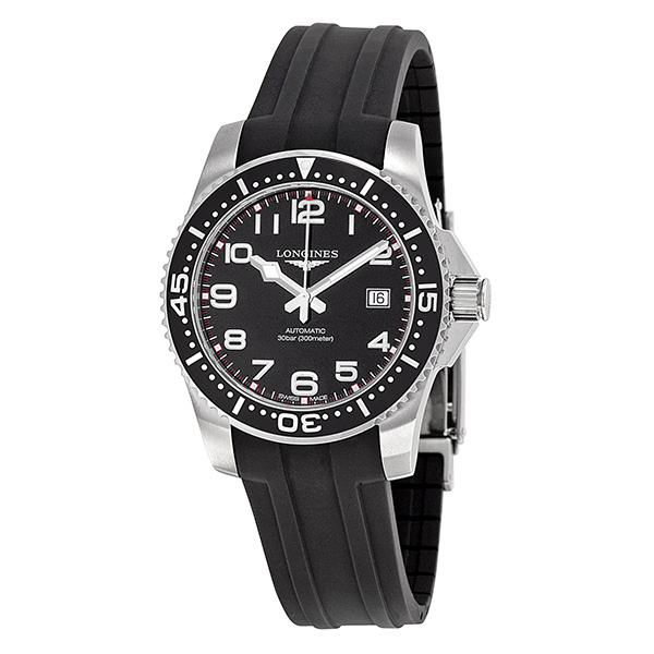 Longines Hydroconquest Black Dial Black Rubber Men's Watch L36954532