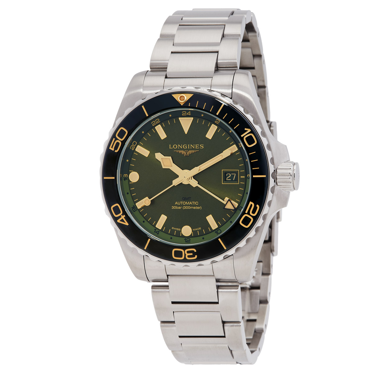 Longines Hydroconquest GMT Automatic Green Dial Men's Watch L3.790.4.06.6