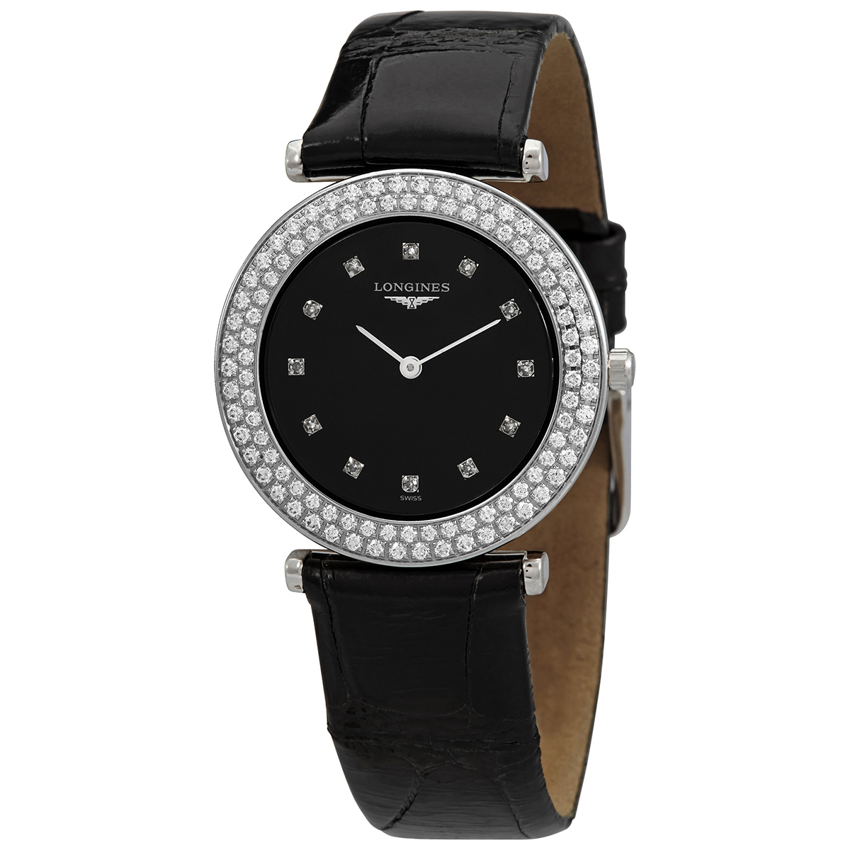 Longines La Grande Classique Diamond Quartz Black Dial Ladies Watch L4.308.0.57.2
