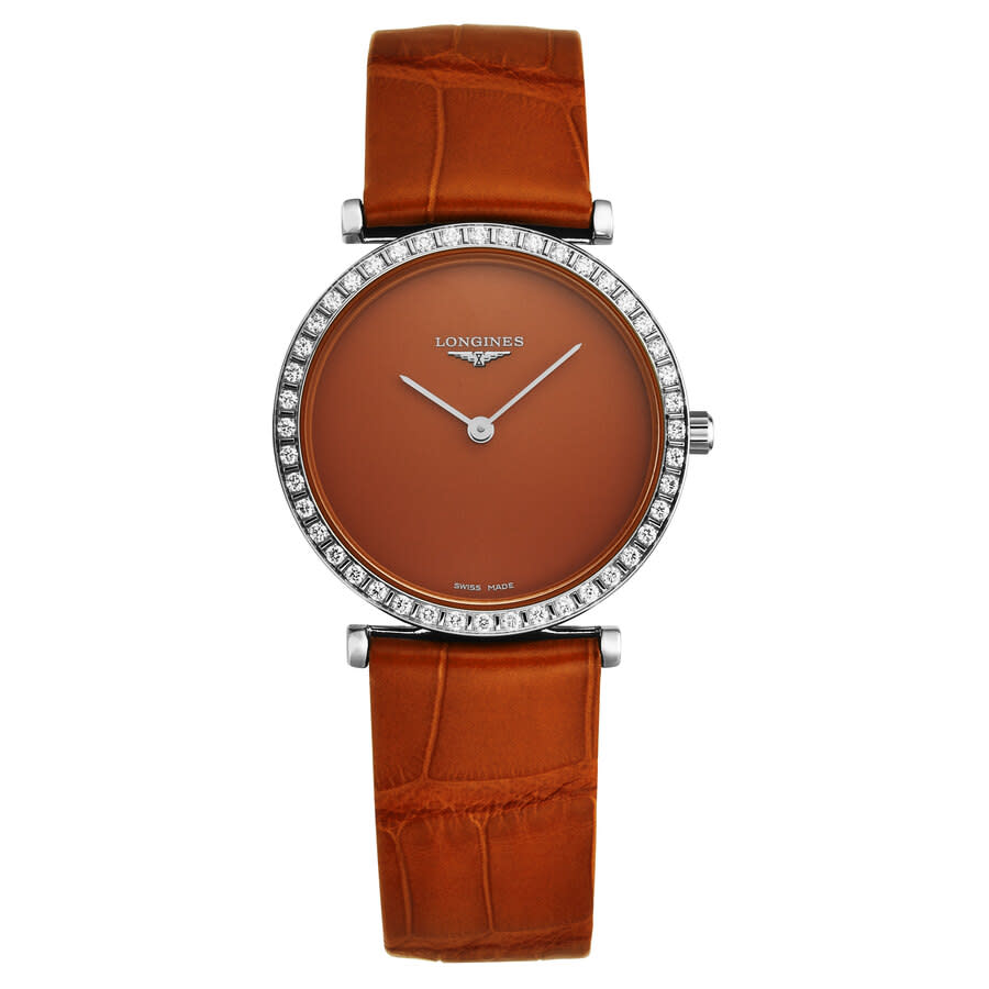 Longines Lagrande Quartz Diamond Orange Dial Ladies Watch L4.523.0.92.2